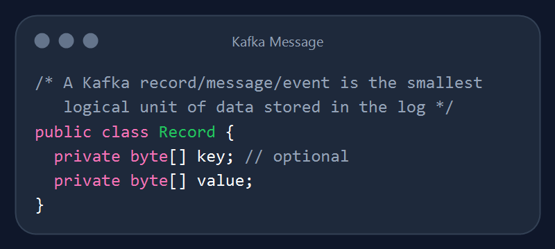 Класс Record на Java: сообщение Kafka состоит из необязательного ключа и значения, оба типа byte[]